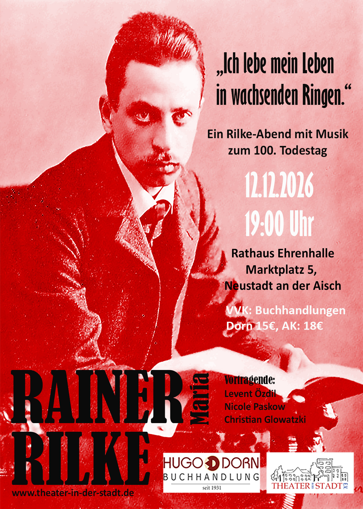 Rilke_Flyer_Lesung_Neustadt_final Der Blick der Medusa das Plakat 4 Schauspieler und eine Assistentin im Blick einer Kameralinse